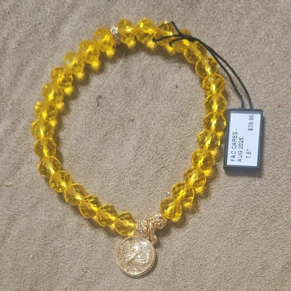 Elegant Yellow Beaded Bracelet with Gold Charm
